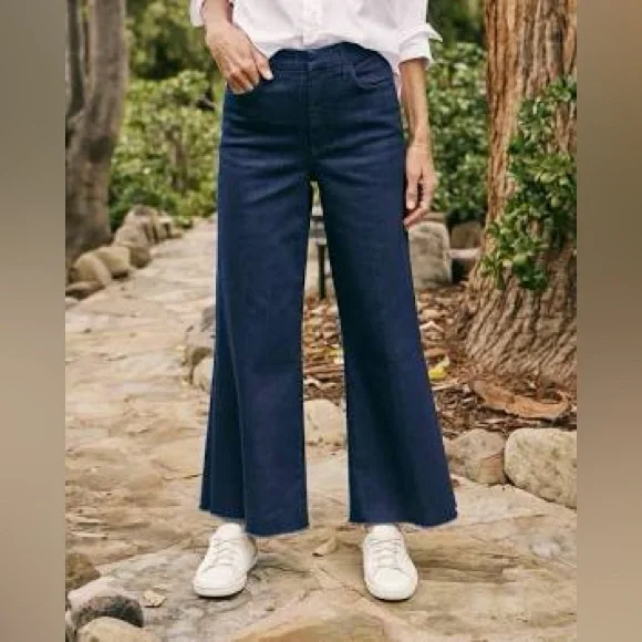 Frank & Eileen Italian East Galway Wide Leg Raw Hem Jeans Dark Wash Size 30 - Picture 1 of 10